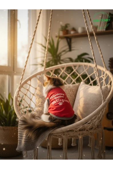 Gobo Kırmızı Hanimiş Benim Tatlışım Baskılı Kedi ve Köpek Kıyafeti Tişörtü Elbisesi SMALL/S/Beden 1 ürün görseli 1