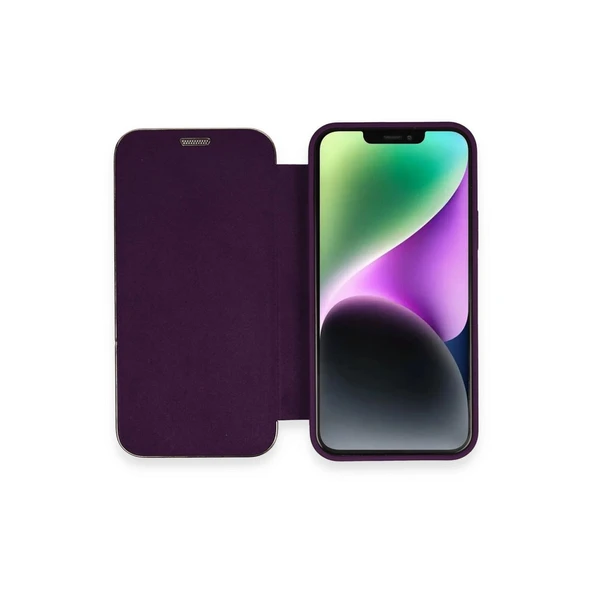 iPhone 12 Kılıf Dolpin Kapaklı - Derin Mor ürün görseli 1