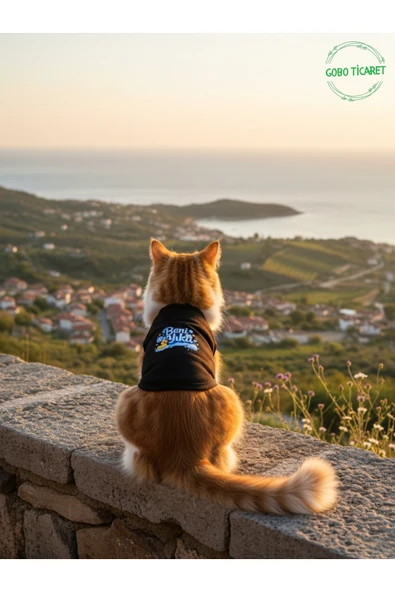 Gobo Siyah Beni Yıka Baskılı Kedi ve Köpek Kıyafeti–Evcil Hayvan Tişörtü Elbisesi Medium/M/Beden 2 ürün görseli 1