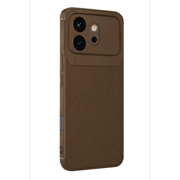 Huawei Honor 600 Auto Focus Karbon Kapak - Kahverengi ürün görseli 1