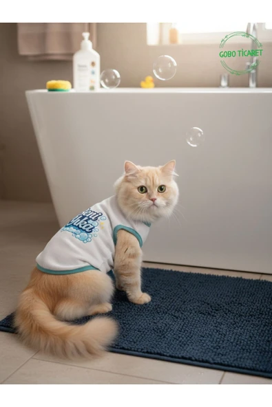 Gobo Beyaz Beni Yıka Baskılı Kedi ve Köpek Kıyafeti–Evcil Hayvan Tişörtü Elbisesi XSMALL/XS/Beden 0 ürün görseli 1