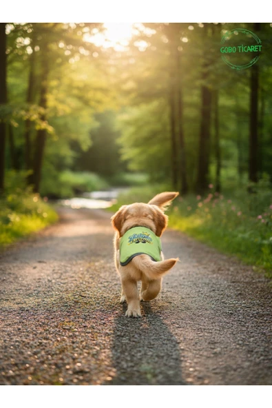 Gobo Yeşil Yürüyen Karizma Yazılı Kedi ve Köpek Kıyafeti Tişörtü Elbisesi Medium/M/Beden 2 ürün görseli 1