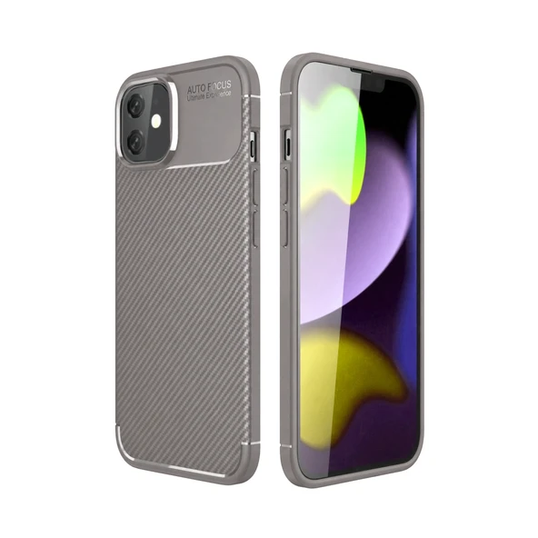 iPhone 11 Kılıf Auto Focus Karbon Kapak - Gri ürün görseli 1