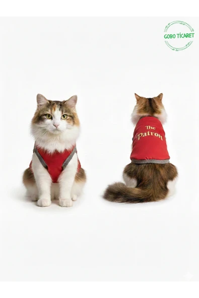 Gobo Kırmızı The Patron Yazılı Kedi ve Köpek Kıyafeti Tişörtü Elbisesi XSMALL/XS/Beden 0 ürün görseli 1