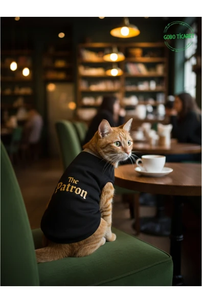 Gobo Siyah The Patron Yazılı Kedi ve Köpek Kıyafeti Tişörtü Elbisesi Medium/M/Beden 2 ürün görseli 1