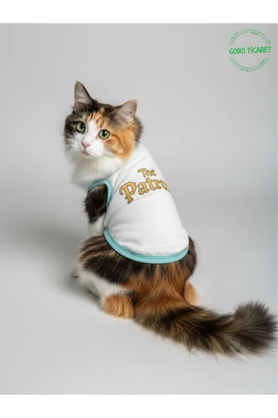 Gobo Beyaz The Patron Yazılı Kedi ve Köpek Kıyafeti Tişörtü Elbisesi XSMALL/XS/Beden 0 ürün görseli 1