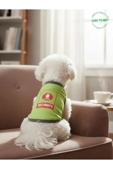 Gobo Yeşil Stop Security (Güvenlik) Baskılı Kedi ve Köpek Kıyafeti Tişörtü Elbisesi XSMALL/XS/Beden 0 ürün görseli 1
