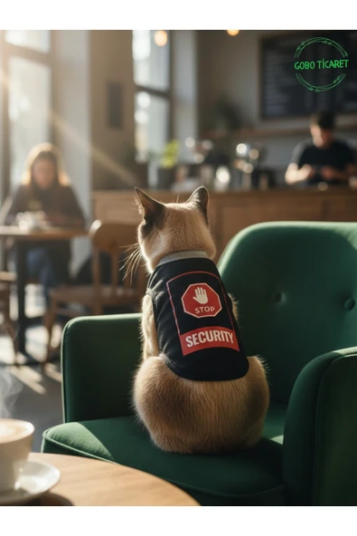 Gobo Siyah Stop Security (Güvenlik) Baskılı Kedi ve Köpek Kıyafeti Tişörtü Elbisesi XSMALL/XS/Beden 0 ürün görseli 1
