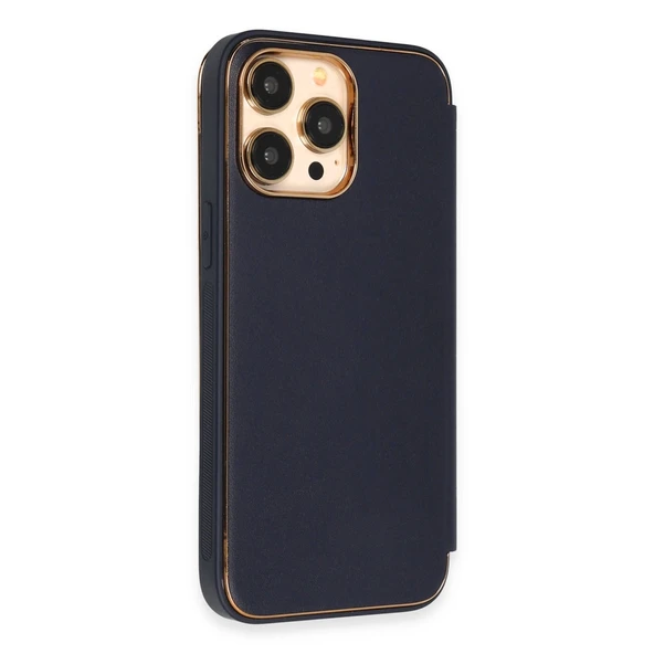 iPhone 14 Pro Kılıf Dolpin Kapaklı - Lacivert - Resim 4
