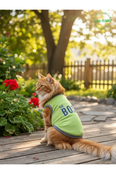 Gobo Yeşil The Boss (Patron) Yazılı Kedi ve Köpek Kıyafeti Tişörtü Elbisesi Large/L/Beden 3 ürün görseli 1