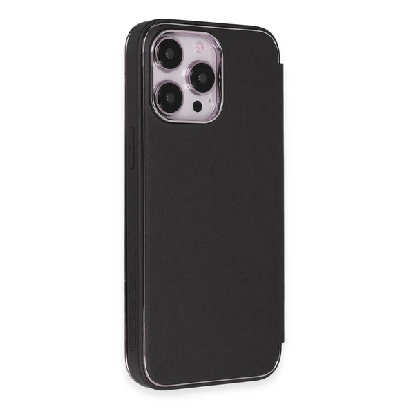 iPhone 14 Pro Kılıf Dolpin Kapaklı - Siyah - Resim 4