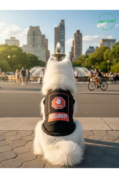 Gobo Siyah Stop Security (Güvenlik) Baskılı Kedi ve Köpek Kıyafeti Tişörtü Elbisesi Large/L/Beden 3 ürün görseli 1