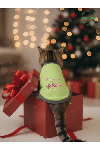 Gobo Yeşil Hanimiş Benim Tatlışım Baskılı Kedi ve Köpek Kıyafeti Tişörtü Elbisesi SMALL/S/Beden 1 ürün görseli 1