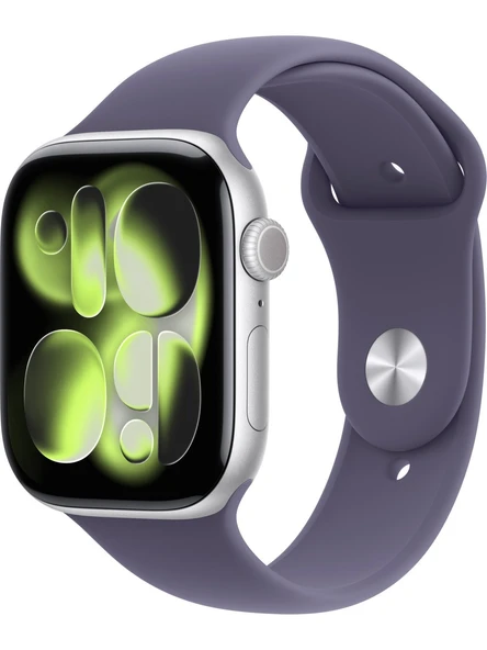 Apple Watch Series 11 Gps, 46 mm Gümüş rengi Alüminyum kasa ve Sis moru Spor kordon - S/m MEV94TU/A ürün görseli 1