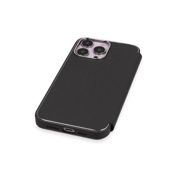 iPhone 14 Pro Kılıf Dolpin Kapaklı - Siyah - Resim 5