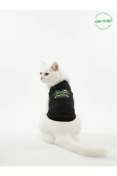 Gobo Siyah Yürüyen Karizma Yazılı Kedi ve Köpek Kıyafeti Tişörtü Elbisesi XSMALL/XS/Beden 0 ürün görseli 1