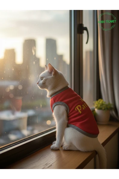 Gobo Kırmızı The Patron Yazılı Kedi ve Köpek Kıyafeti Tişörtü Elbisesi SMALL/S/Beden 1 ürün görseli 1