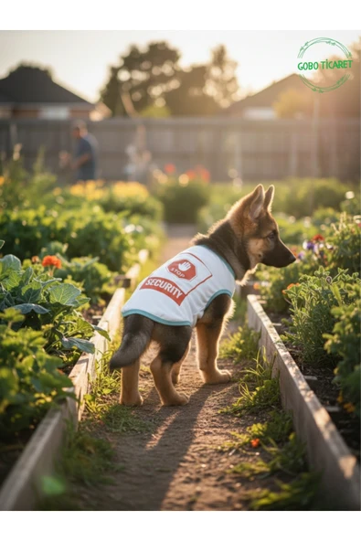 Gobo Beyaz Stop Security (Güvenlik) Baskılı Kedi ve Köpek Kıyafeti Tişörtü Elbisesi Large/L/Beden 3 ürün görseli 1