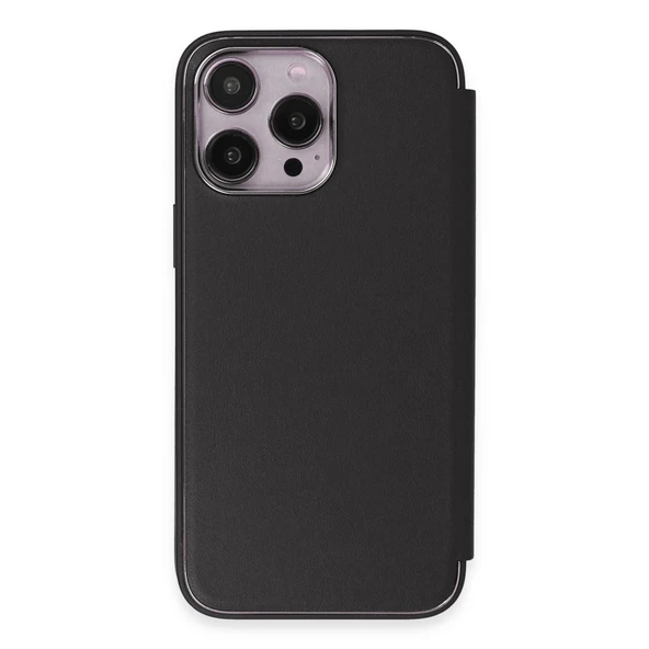 iPhone 13 Pro Kılıf Dolpin Kapaklı - Siyah - Resim 4