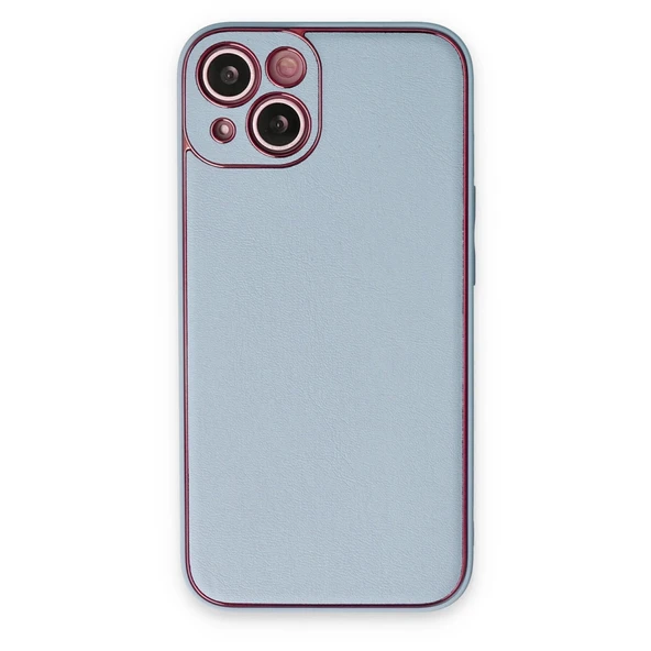 iPhone 14 Plus Kılıf Coco Deri Silikon Kapak - Sky Blue ürün görseli 1