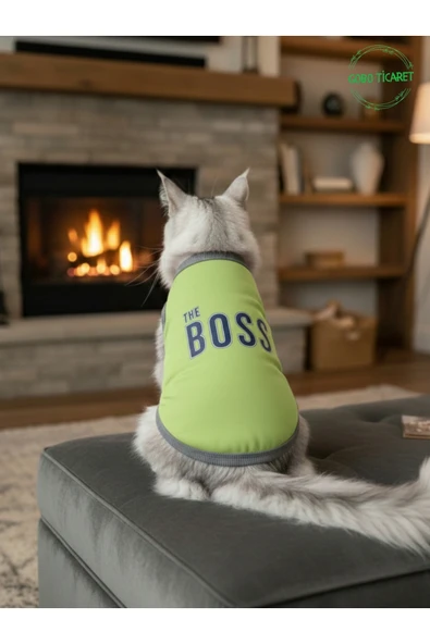 Gobo Yeşil The Boss (Patron) Yazılı Kedi ve Köpek Kıyafeti Tişörtü Elbisesi XSMALL/XS/Beden 0 ürün görseli 1