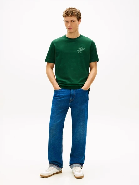 Tommy Hilfiger   SCRIPT LIGHT INTERLOCK TEE Erkek Yeşil T-Shirt - MW0MW42391 ürün görseli 1
