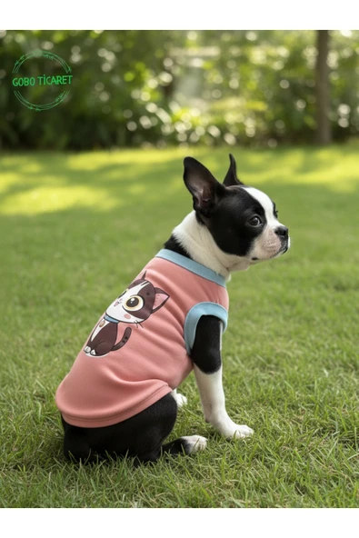 Gobo Şeker Pembe Renkli Kedi ve Köpek Kıyafeti Elbisesi Siyah Kedi Baskılı S/SMALL/Beden 1 ürün görseli 1