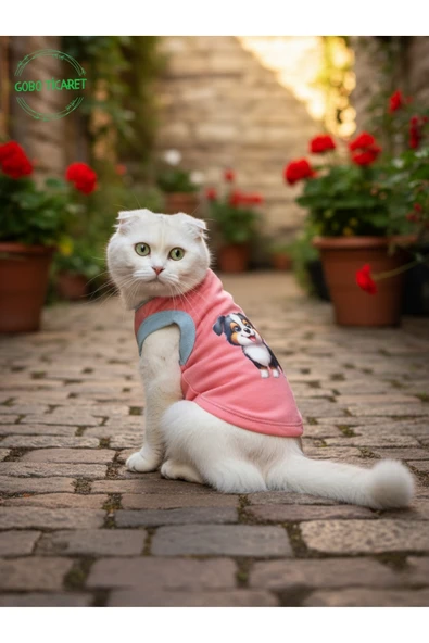 Gobo Şeker Pembe Renkli Kedi ve Köpek Kıyafeti Elbisesi Siyah Köpek Baskılı SMALL/S/Beden 1 ürün görseli 1