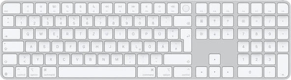Apple Touch ID özellikli ve Sayısal Tuş Takımlı Magic Keyboard: Bluetooth, şarj edilebilir. Apple çipe sahip Mac bilgisayarlarla çalışır; Türkçe Q Klavye, Siyah tuşlar (Lightning) Outlet ürün görseli 1
