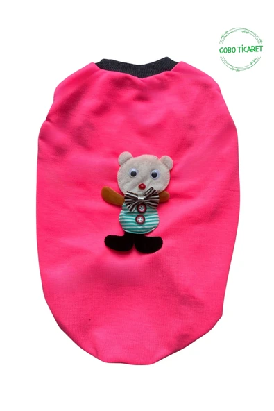 Goboticaret Ayıcık Aksesuarlı Fosforlu Pembe Kedi Köpek Kıyafeti Elbisesi XLARGE/XL/Beden 4 ürün görseli 1