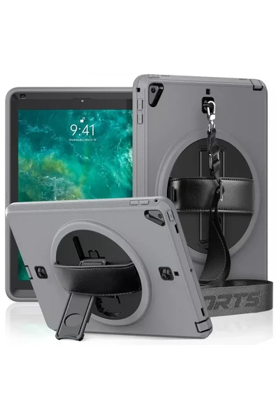Newface Apple iPad 5 Air 9.7 Kılıf Strap-C Otterbox Tablet Kapak - Gri ürün görseli 1