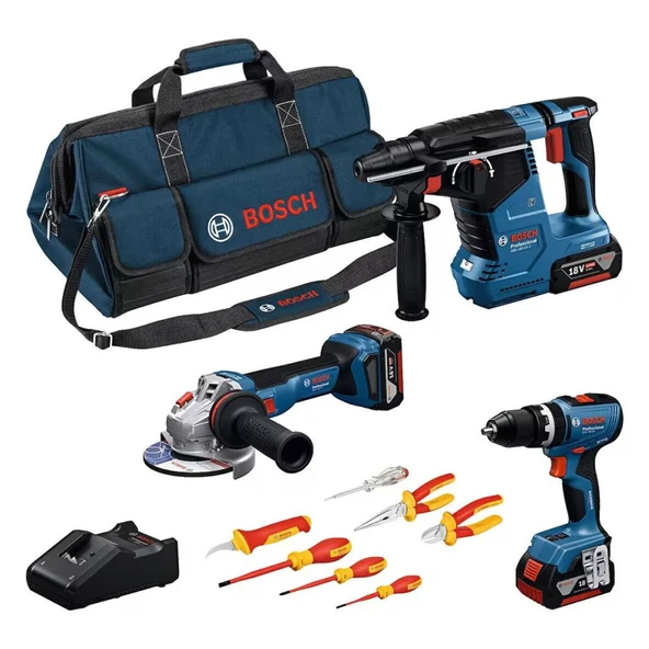 Bosch Kombo Set 18VGSB+GWS+GBH+3x5.0Ah+GAL ürün görseli 1