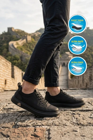 Siyah Tekstil Erkek Casual Ayakkabı - Resim 3