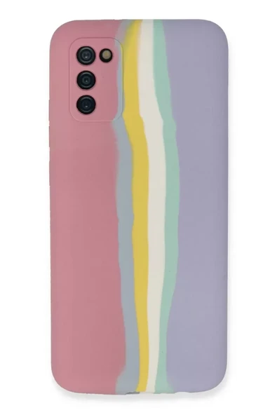 Newface Samsung Galaxy A03S Kılıf Ebruli Lansman Silikon - Pembe-Lila ürün görseli 1