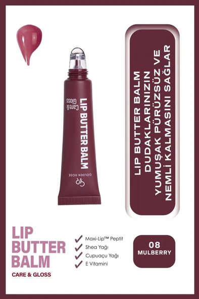 Golden Rose Lip Butter Balm No: 08 Mulberry Nemlendirici ve Parlatıcı Dudak Balmı ürün görseli 1
