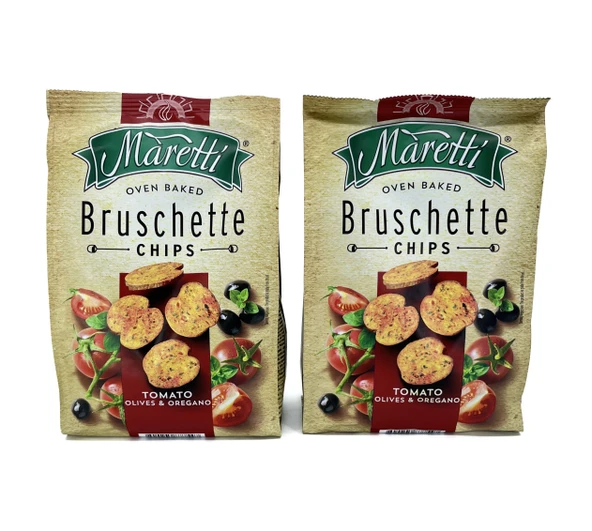 Maretti Bruschette Domates, Maretti Bruschette Domates, Zeytin ve Kekik Aromalı Kızartılmış Ekmek Cips 140 gr XXL Boy (2 ADET) ürün görseli 1