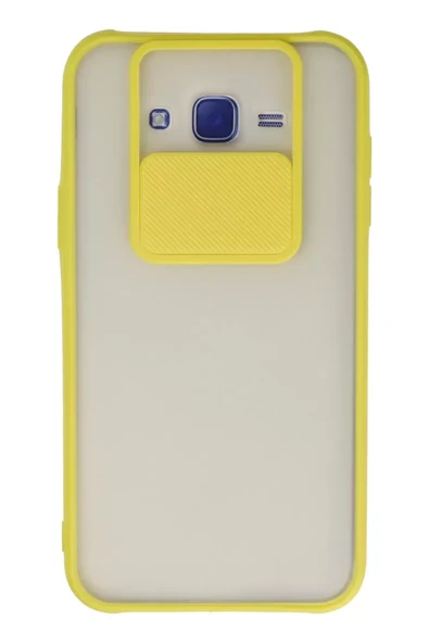 Newface Samsung Galaxy J7 Kılıf Palm Buzlu Kamera Sürgülü Silikon - Sarı ürün görseli 1