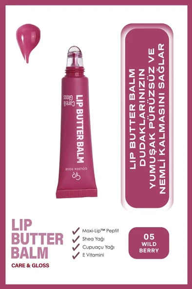 Golden Rose Lip Butter Balm No: 05 Wild Berry Nemlendirici ve Parlatıcı Dudak Balmı ürün görseli 1
