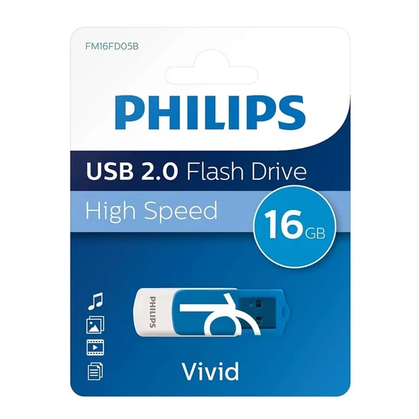 PHILIPS FM16FD05B/00 16 GB Vivid USB2.0 Bellek Mavi/Beyaz ürün görseli 1