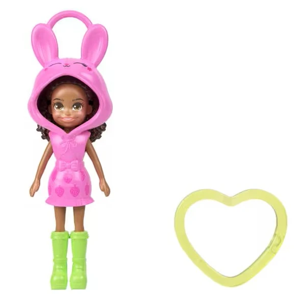 Polly Pocket ve Maceraları Ana Karakter Bebeği Anahtarlık JMN38 - Kalp Desenli-Çilek Desenli-Pembe Kapüşonlu Jkc63 ürün görseli 1