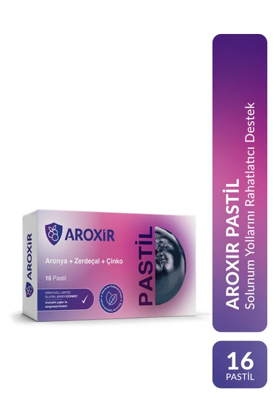 Aroxir Pastil Solunum Yollarını Rahatlatıcı ve Koruyucu Destek Aronya, Zerdeçal ve Çinko 16'lı Pastil ürün görseli 1