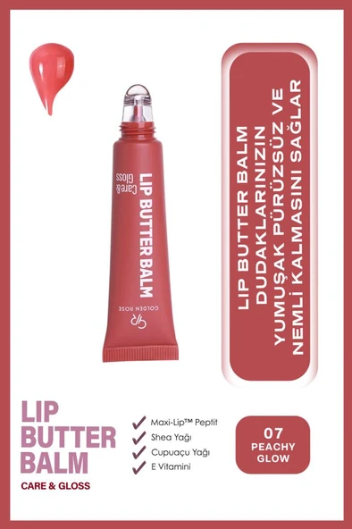 Golden Rose Lip Butter Balm No: 07 Peachy Glow Nemlendirici ve Parlatıcı Dudak Balmı ürün görseli 1