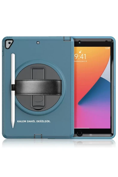Newface Apple iPad 10.2 (7.nesil) Kılıf Hand Strap Tablet Kılıfı - Turkuaz ürün görseli 1