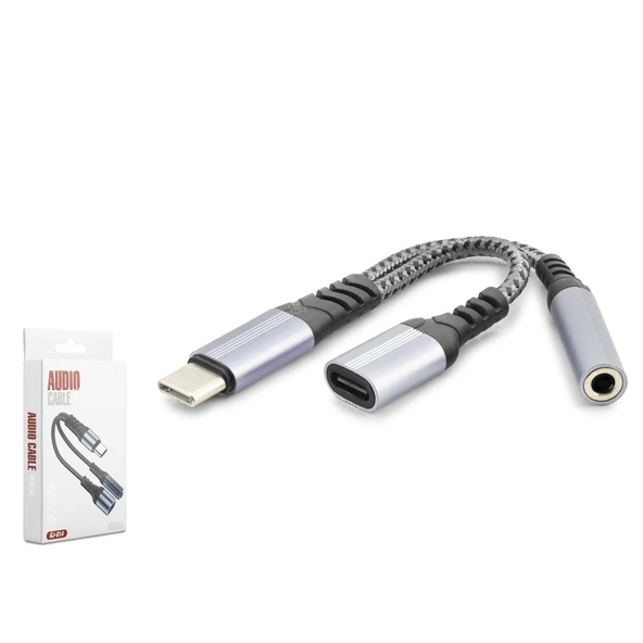HADRON GJ-014 Type-C to Type-C + 3.5 mm Dişi Çoklayıcı Adaptör Kablo - Siyah ürün görseli 1