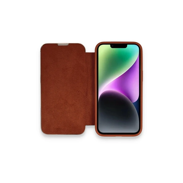 Apple İphone 13 Pro Max Kılıf Dolpin Kapaklı - Kahverengi ürün görseli 1