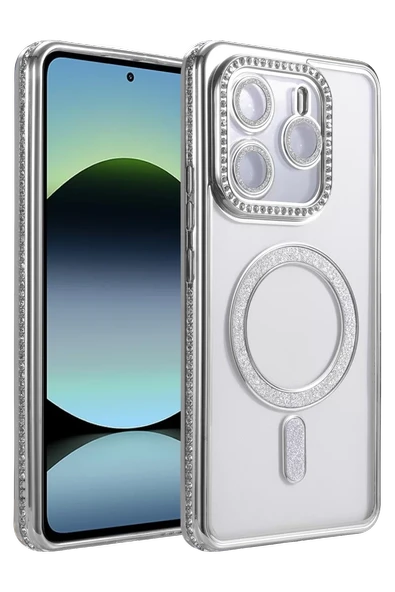 Newface Xiaomi Redmi Note 14 4G Joke Simli Magneticsafe Kılıf - Gümüş ürün görseli 1