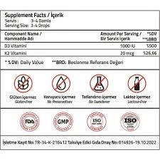 Validus Vitamin D3 + Vitamin K2 Drops 20 ml - Resim 2