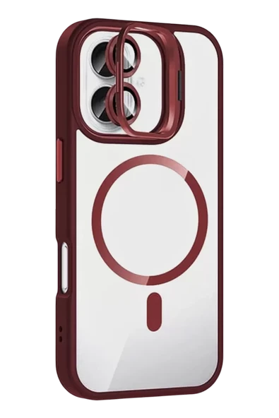 Joko Apple iPhone 16 Plus Remim Lensli Magsafe Standlı Kapak - Bordo ürün görseli 1