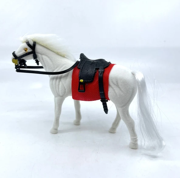 Livery Stable - Süvari Eyerli Beyaz Oyuncak At - Resim 2