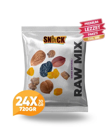 Snack Çiğ Karışık Kuruyemiş 24x30 gr Premium Doğal Fıstık İncir Üzüm Fındık Kayısı Badem Atıştırmalık 720 gr ürün görseli 1